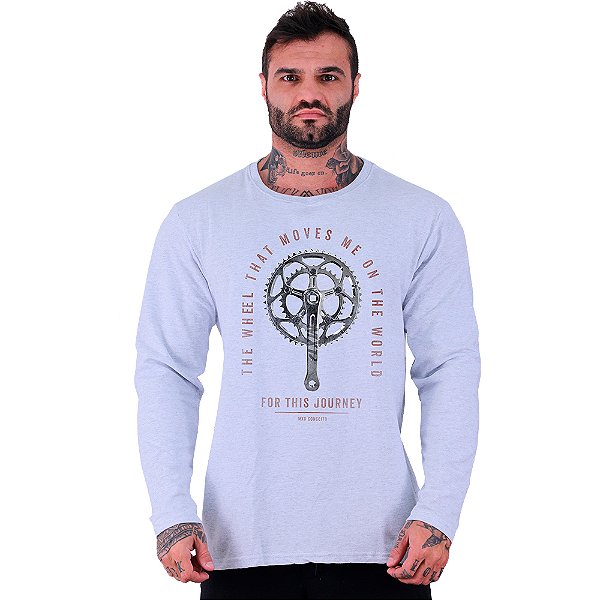 Camiseta Manga Longa Moletinho MXD Conceito MTB The Wheel That Moves Me On The World