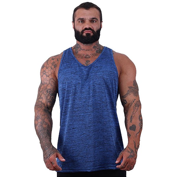 Regata Cavada MXD Conceito Dry Fit 100% Poliéster Rajado Azul Escuro