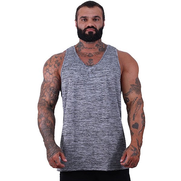 Regata Cavada MXD Conceito Dry Fit 100% Poliéster Rajado Cinza