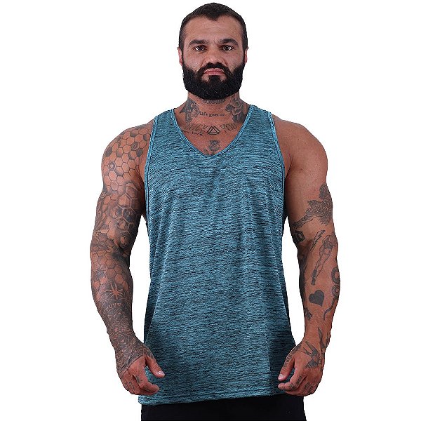 Regata Cavada MXD Conceito Dry Fit 100% Poliéster Rajado Azul Turquesa
