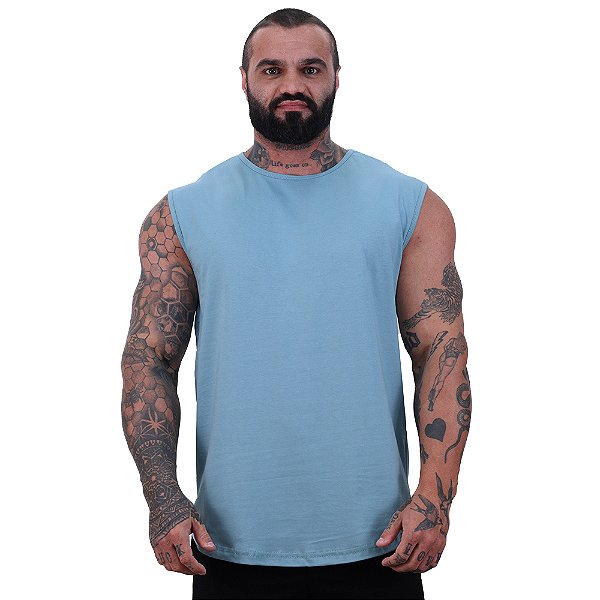Regata Machão Longline Sem Manga MXD Conceito 100% Algodão Azul Bebê