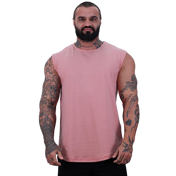 Regata Machão Longline Sem Manga MXD Conceito 100% Algodão Rosa Bebê