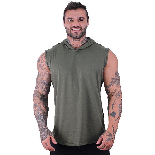 Regata Longline com Touca MXD Conceito 100% Algodão Verde Musgo Militar