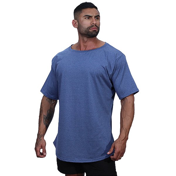 Camiseta Morcegão Masculina MXD Conceito Lisa 100% Algodão Azul Mesclado