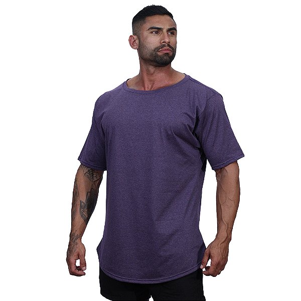 Camiseta Morcegão Masculina MXD Conceito Lisa 100% Algodão Roxo Mesclado