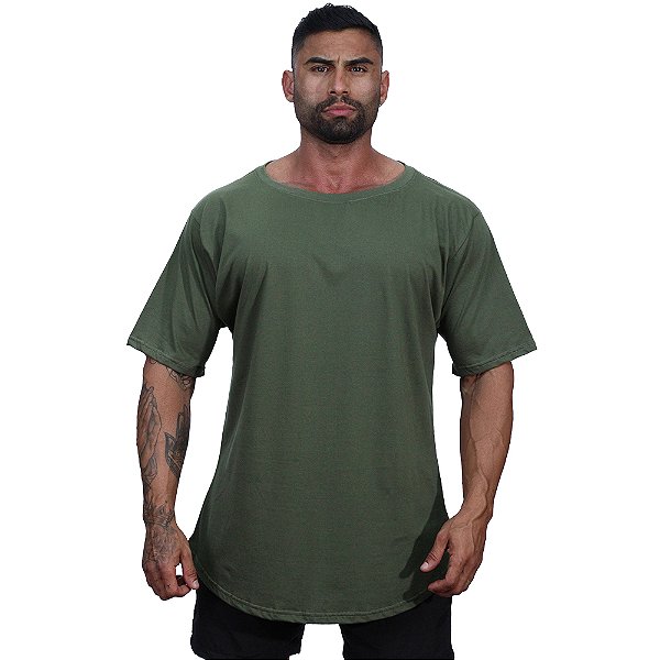 Camiseta Morcegão Masculina MXD Conceito Lisa 100% Algodão Verde Militar