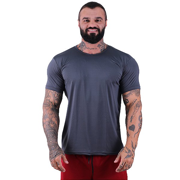 Camiseta Tradicional MXD Conceito Dry Fit 90% Poliéster 10% Elastano UV50+ MultiFresh Acab. Liso Cinza Chumbo