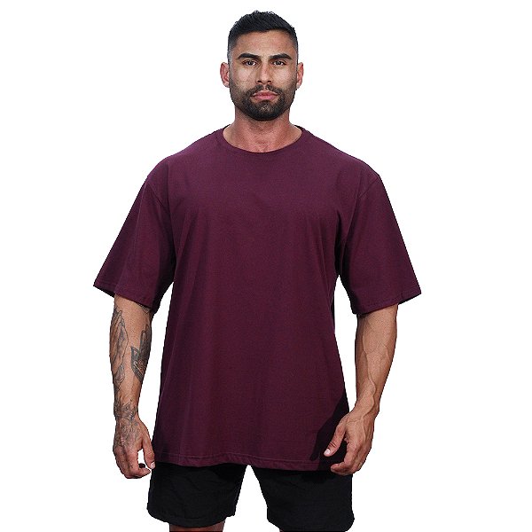 Camiseta Oversized Masculina MXD Conceito Maior Gramatura Bordô Escuro