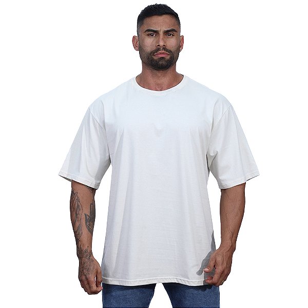 Camiseta Oversized Masculina MXD Conceito Maior Gramatura Branco Off-White