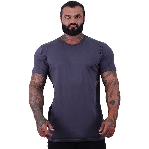 Camiseta Tradicional Masculina MXD Conceito Fio 40.1 Cotton Premium Cinza Chumbo