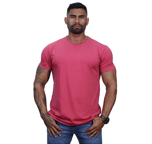 Camiseta Tradicional Masculina MXD Conceito Fio 40.1 Cotton Premium Rosado Escuro