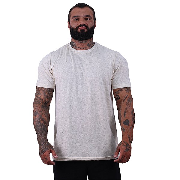 Camiseta Tradicional Masculina MXD Conceito Linho Alvejado 90% Algodão 10% Linho