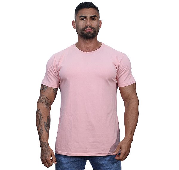 Camiseta Tradicional Masculina MXD Conceito Fio 40.1 Cotton Premium Rosa Claro Bebê
