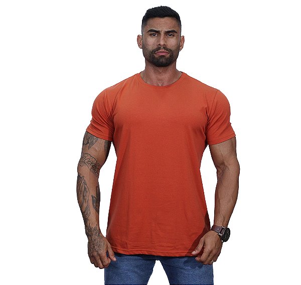 Camiseta Tradicional Masculina MXD Conceito Fio 40.1 Cotton Premium Terracota Telha