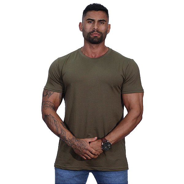 Camiseta Tradicional Cotton PIMA Peruano MXD Conceito Legítima com Selo de Originalidade 95% Algodão5% Elastano Fio 60.1 Verde Militar