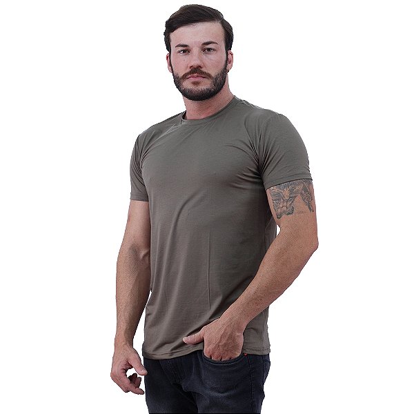 Camiseta Tradicional Tech Modal MXD Conceito Original 91% Modal 9% Elastano Fio Micro Modal Extra Fino Caqui