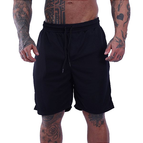 Bermuda Poliéster Confort Com Bolso Masculina MXD Conceito Preto