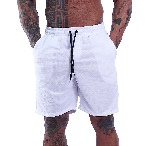 Bermuda Poliéster Confort Com Bolso Masculina MXD Conceito Branco