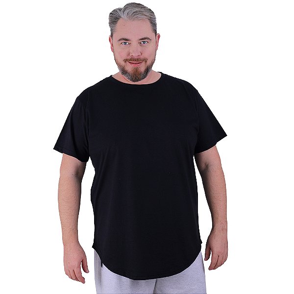 Camiseta Longline Plus Size MXD Conceito Manga Curta Preto