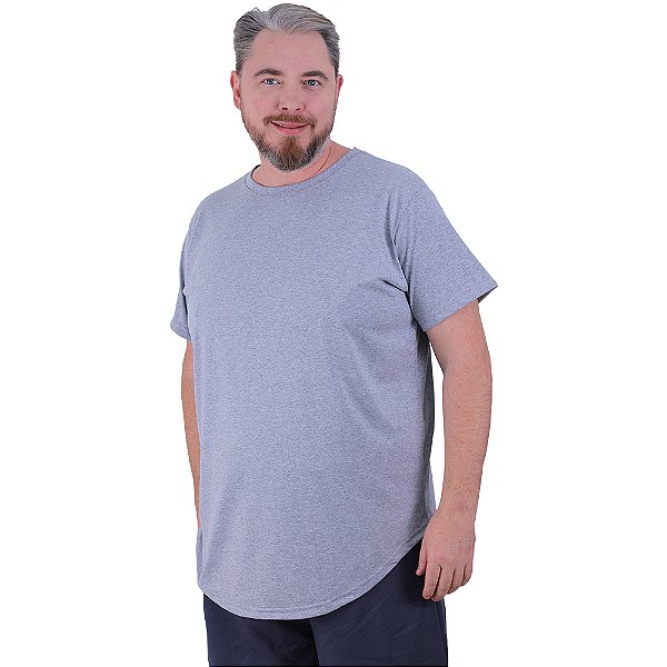 Camiseta Longline Plus Size MXD Conceito Manga Curta Mescla Tradicional