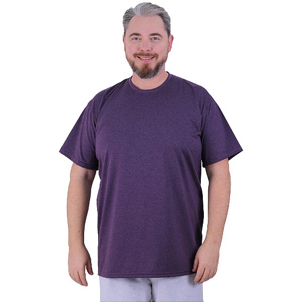 Camiseta Plus Size Tradicional Manga Curta MXD Conceito 50% Algodão 50% Poliéster Mescla Roxo