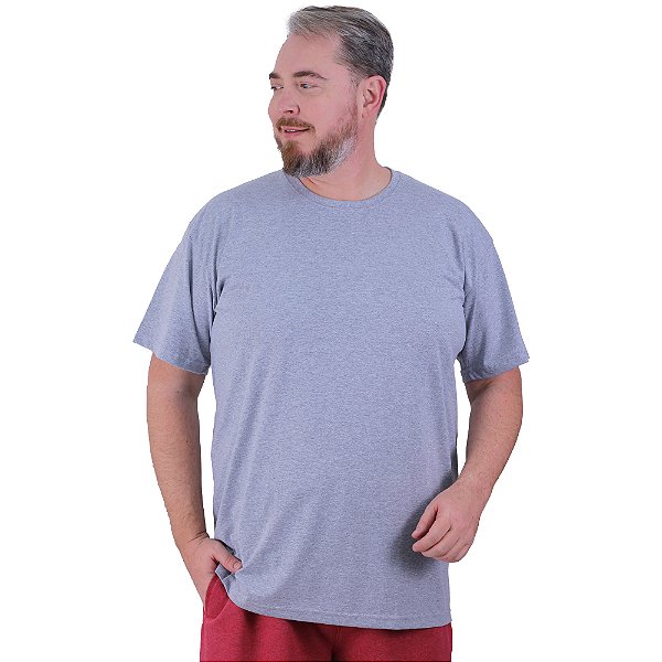 Camiseta Plus Size Tradicional Manga Curta MXD Conceito 50% Algodão 50% Poliéster Mescla Tradicional