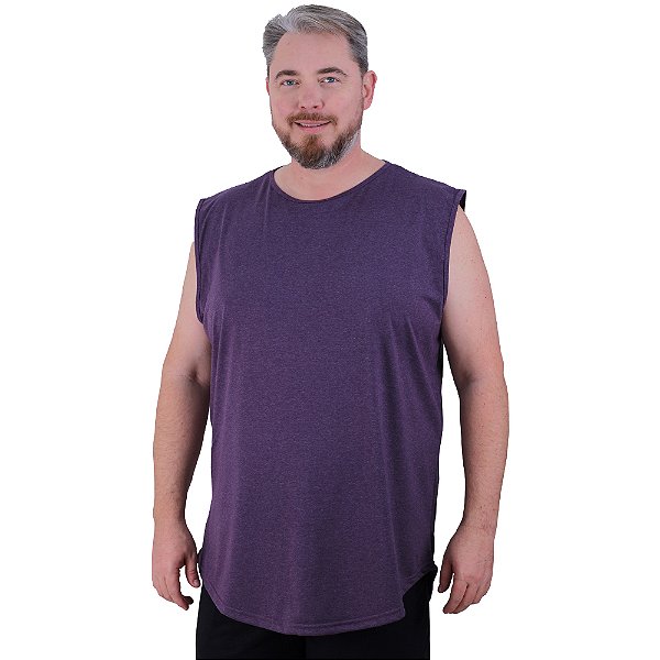 Regata Machão Longline Sem Manga Plus Size MXD Conceito 50% Algodão 50% Poliéster Mescla Roxo