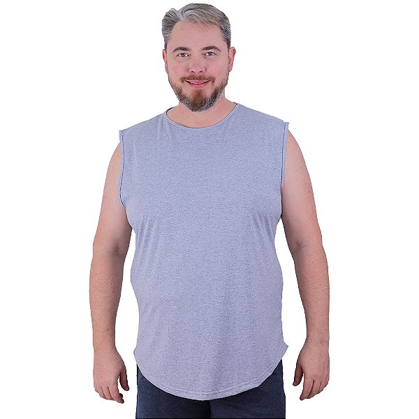 Regata Machão Longline Sem Manga Plus Size MXD Conceito 50% Algodão 50% Poliéster Mescla Tradicional