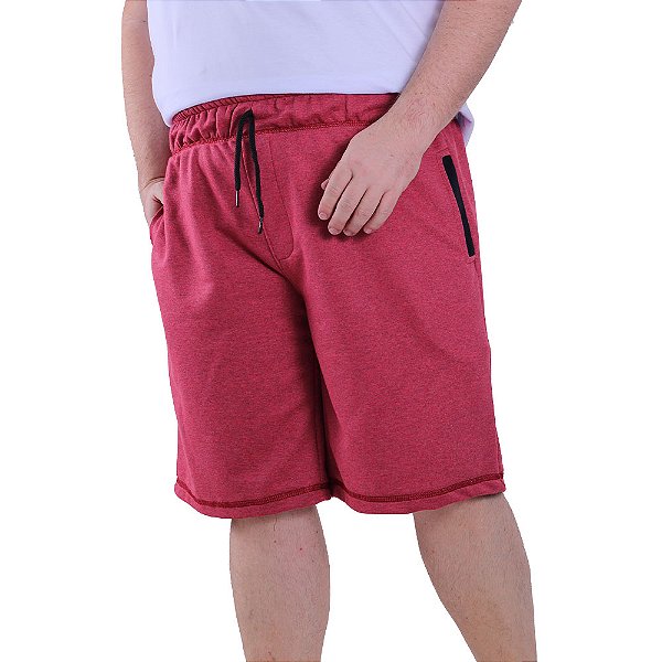 Bermuda Masculina Plus Size Moletom MXD Conceito Vermelho Mescla