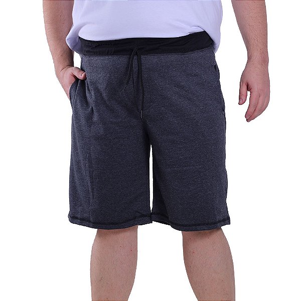 Bermuda Masculina Plus Size Moletinho MXD Conceito Cinza Escuro