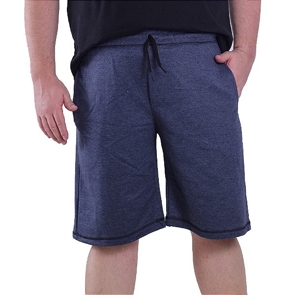 Bermuda Masculina Plus Size Moletom MXD Conceito Mescla Azul