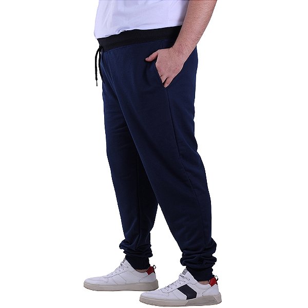 Calça Masculina Plus Size Moletom MXD Conceito Azul Marinho