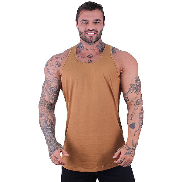Regata Longline Masculina MXD Conceito 100% Algodão Caramelo