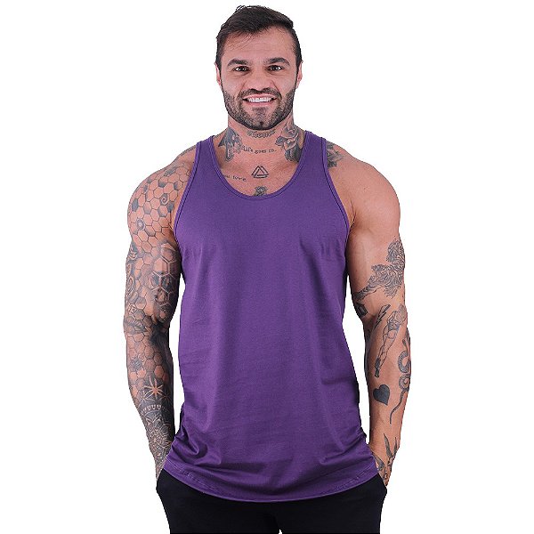 Regata Longline Masculina MXD Conceito 100% Algodão Roxa