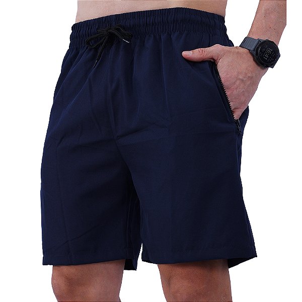 Bermuda em Tactel com Elastano Masculino MXD Conceito Bolso Com Ziper Azul Marinho