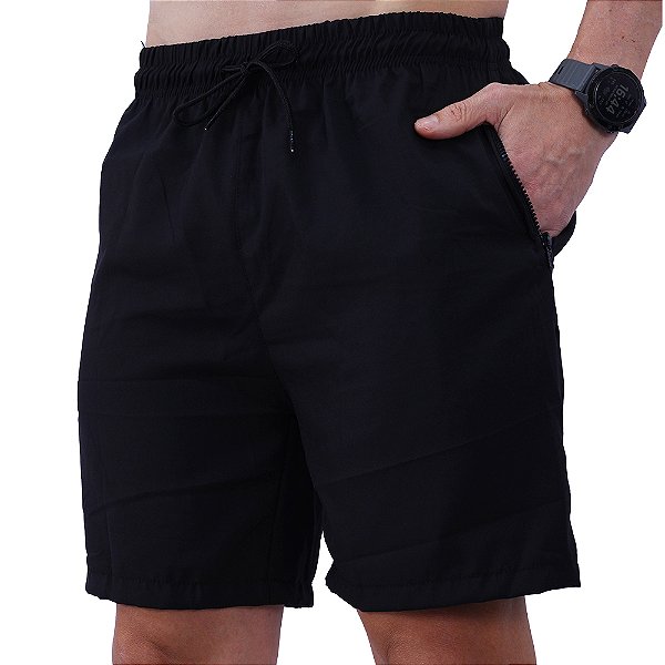 Bermuda em Tactel com Elastano Masculino MXD Conceito Bolso Com Ziper Preto