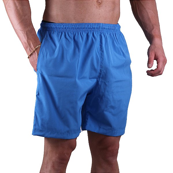 Short Tactel Elastic Masculino MXD Conceito 2 Bolsos Laterais Azul Piscina