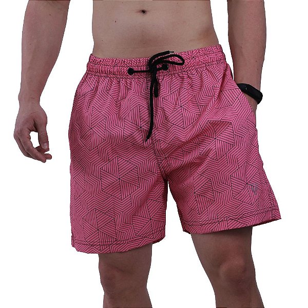 Shorts Tactel Masculino Marphim Rosa Formas