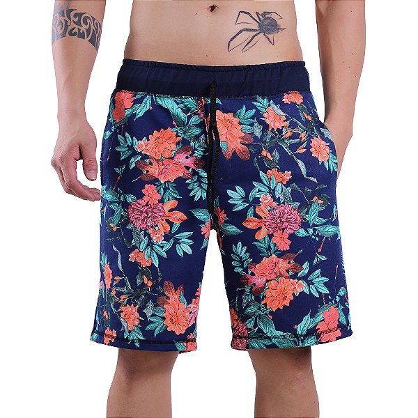 Bermuda Masculina Moletom MXD Conceito Floral Colorido