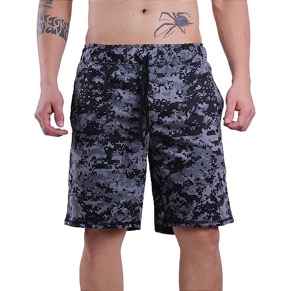 Bermuda Moletom MXD Conceito Camuflado Cinza Quadricular