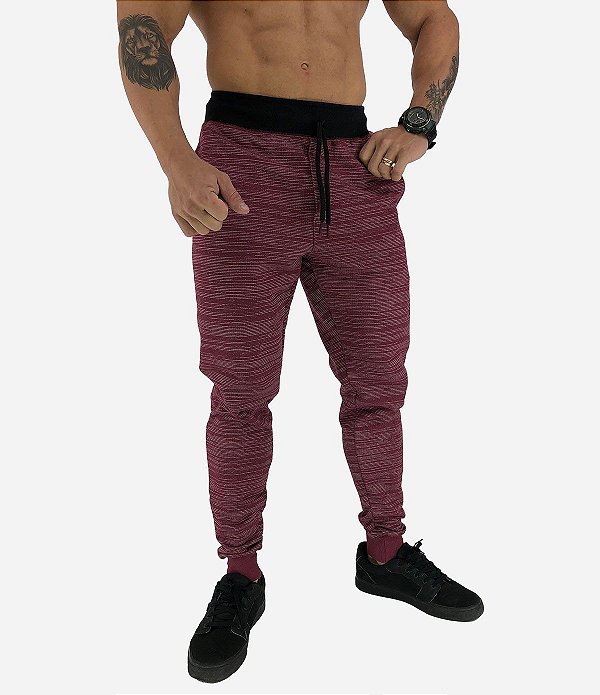 Calça MXD Conceito Moletom Vermelho Rajado Branco