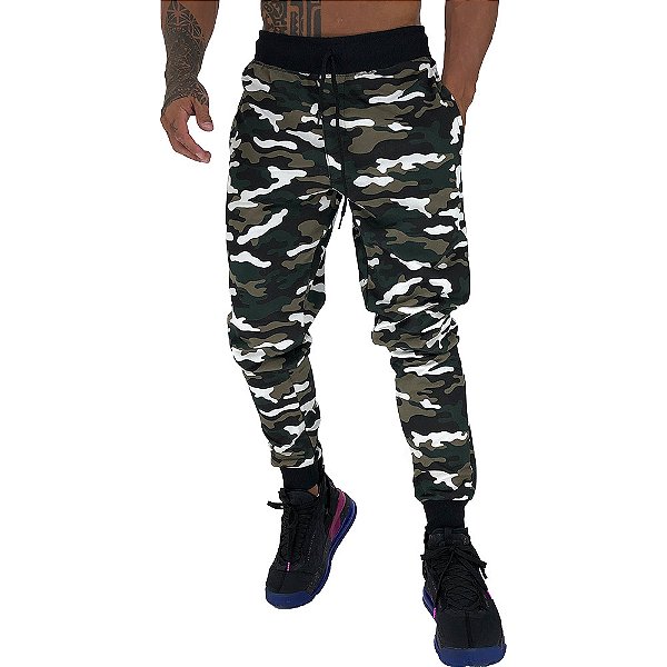 Calça MXD Conceito Moletom Camuflado Verde Floresta