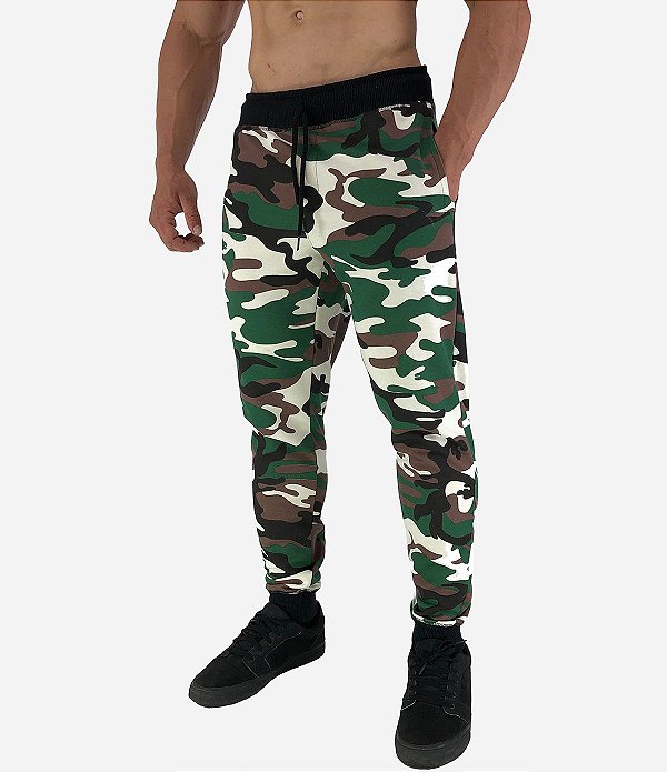 Calça MXD Conceito Moletom Camuflado Verde Terra
