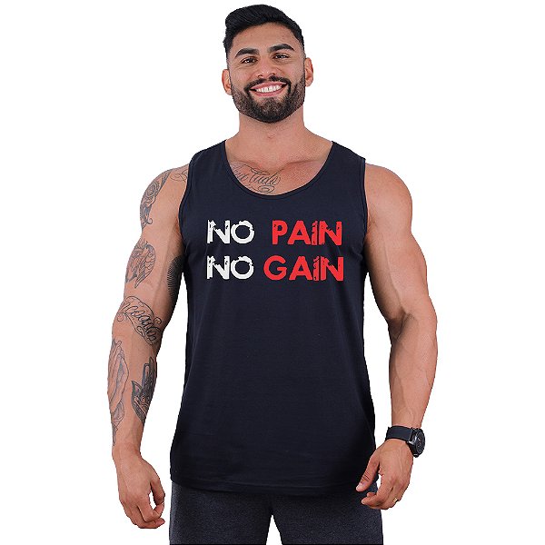 Regata Clássica Tradicional Masculina MXD Conceito No Pain No Gain - Sem Dor Sem Ganho
