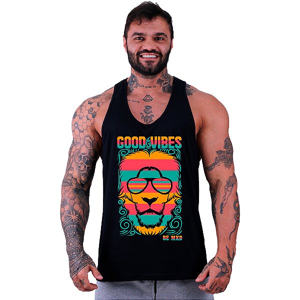 Regata Cavada Masculina MXD Conceito Lion Good Vibes