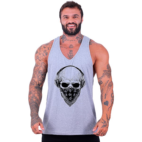Regata Cavada Masculina MXD Conceito Caveira De Bandana
