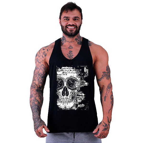 Regata Cavada Masculina MXD Conceito Scribbled Skull