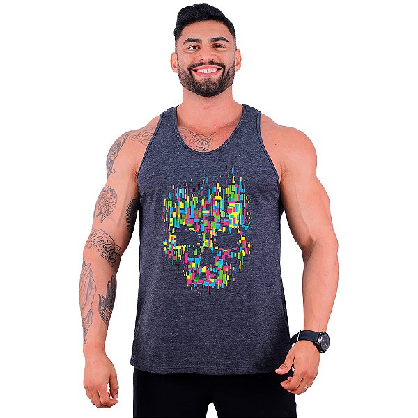 Regata Cavada Masculina MXD Conceito Caveira Abstrata Skull Color