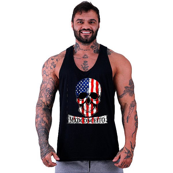 Regata Cavada Masculina MXD Conceito American Skull Caveira EUA