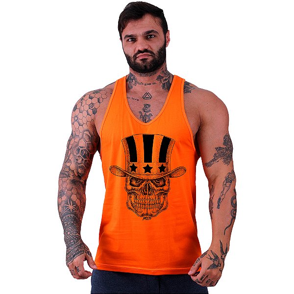 Regata Cavada Masculina MXD Conceito Caveira Mágica Cartola Skull